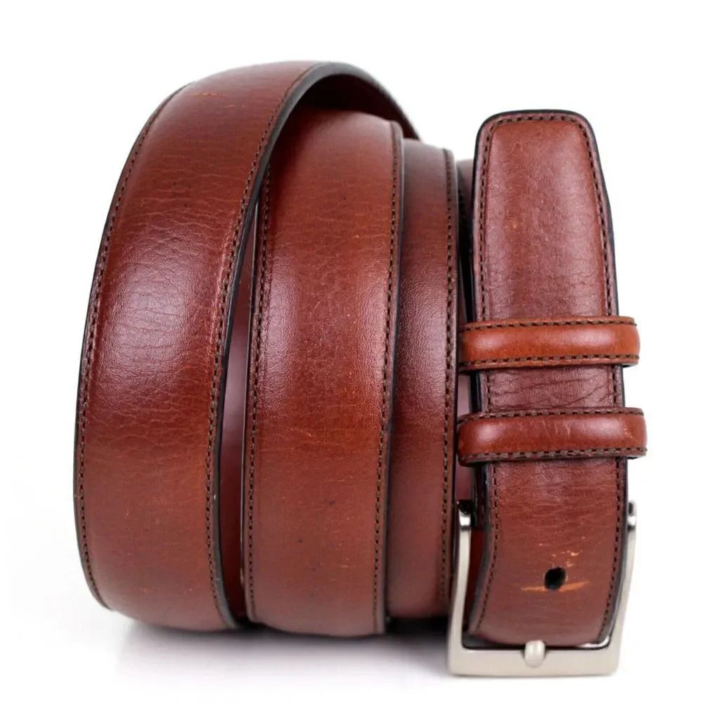Perry Ellis BROWN GENUINE LEATHER 1.25"Wd CASUAL DRESS MEN'S BELT Sz 50/125 (X83